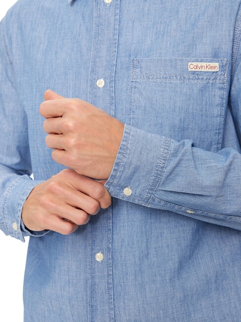 CK JEANS Camicia manica lunga in tessuto denim denim - Camicie Uomo