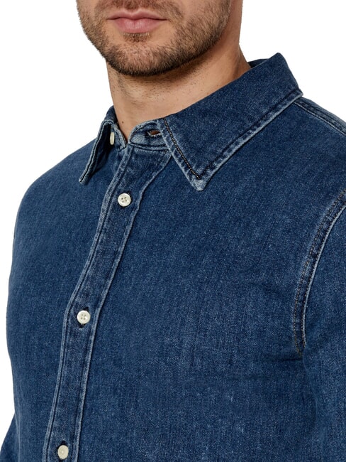 CK JEANS Camicia jeans manica lunga regular fit denim dark - Camicie Uomo
