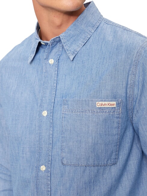 CK JEANS Camicia manica lunga in tessuto denim denim - Camicie Uomo
