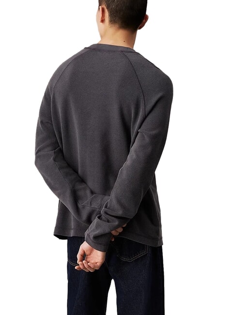 CK JEANS T-shirt manica lunga trama waffle ebony - T-shirt Uomo