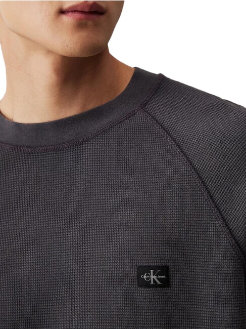 CK JEANS T-shirt manica lunga trama waffle ebony - T-shirt Uomo