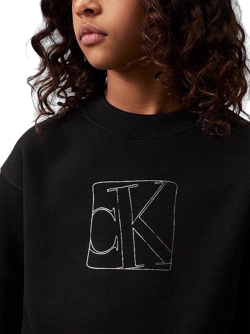 CK KIDS Felpa girocollo con stampa ck black - Felpe Bambini