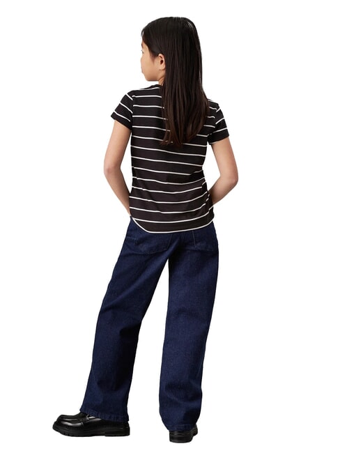 CK KIDS T-shirt maniche corte a righe black stripe / ivory - T-shirt Bambino