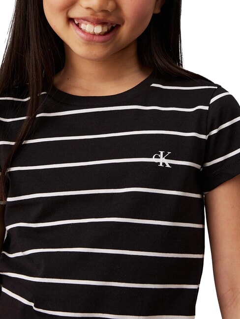 CK KIDS T-shirt maniche corte a righe black stripe / ivory - T-shirt Bambino