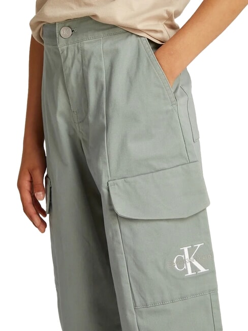CK KIDS Pantaloni bimba cargo in cotone meteor green - Pantaloni bambini