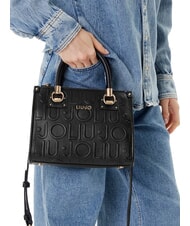 LIUJO MANHATTAN Borsa a mano piccola logo impresso NERO - Borse Donna - 5