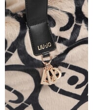 LIUJO VERRY Borsa hobo grande peluche neutro/nero - Borse Donna - 3