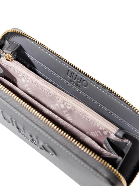 CALIWEN Portafoglio grande zip around saffiano antracite - Portafogli Donna