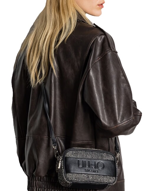 RIDHI Borsa mini tracolla tessuto spigato NERO - Borse Donna