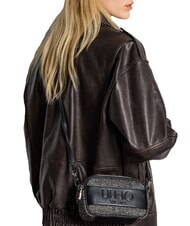 LIUJO RIDHI Borsa mini tracolla tessuto spigato NERO - Borse Donna - 5