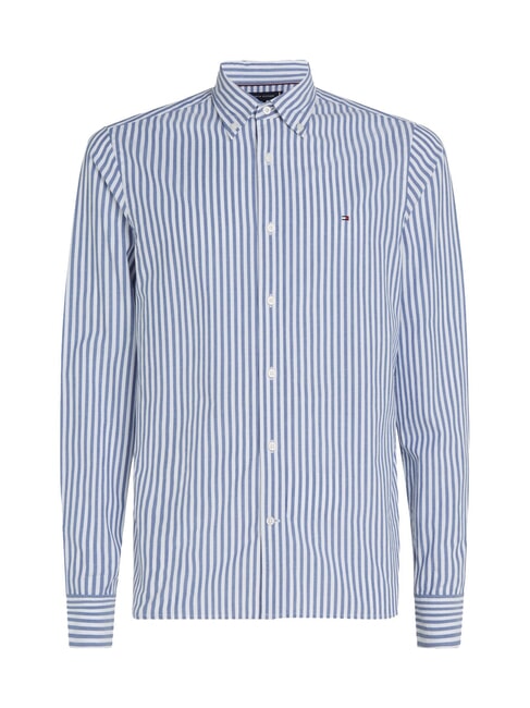 TH Stripes Camicia in cotone mid blue / optic white - Camicie Uomo