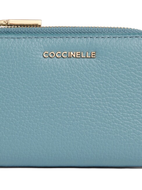 METALLIC SOFT Portafoglio piccolo in pelle arctic blue - Portafogli Donna