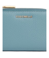COCCINELLE METALLIC SOFT Portafoglio piccolo in pelle arctic blue - Portafogli Donna - 3