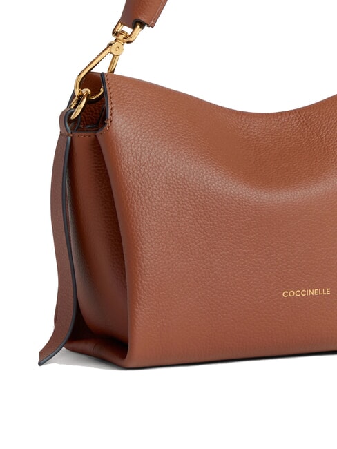 BOHEME GRANA DOUBLE Borsa piccola a mano in pelle martellata cognac/noir - Borse Donna