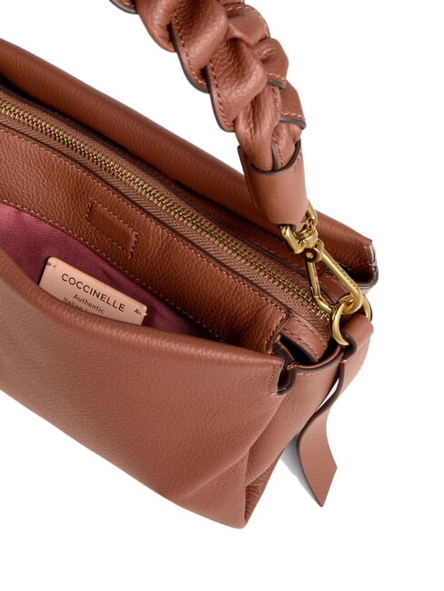 BOHEME GRANA DOUBLE Borsa piccola a mano in pelle martellata cognac/noir - Borse Donna