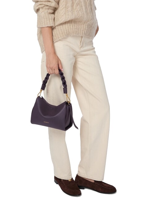 BOHEME GRANA DOUBLE Borsa piccola a mano in pelle martellata cognac/noir - Borse Donna