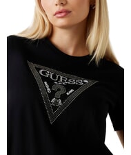 GUESS SS CN KRYSTAL TRIANGLE T-shirt manica corta borchie e strass jetbla - T-shirt e Top Donna - 3