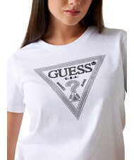 GUESS SS CN KRYSTAL TRIANGLE T-shirt manica corta borchie e strass purwhite - T-shirt e Top Donna - 3