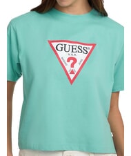GUESS JEANS SS CN BOXY ICONIC  T-Shirt in cotone cove lagoon - T-shirt e Top Donna - 3