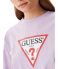 GUESS JEANS SS CN BOXY ICONIC  T-Shirt in cotone lilla flower - T-shirt e Top Donna - 3