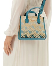 GUESS SILVANA Mini Bag a mano, con tracolla teal logo - Borse Donna - 4