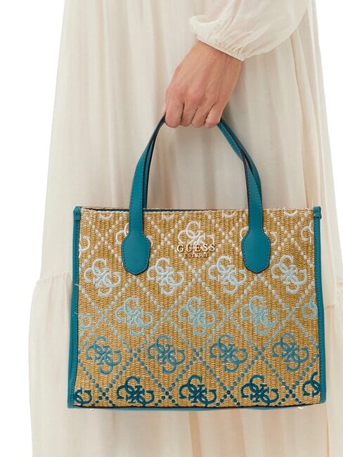 SILVANA Borsa con tracolla teal logo - Borse Donna