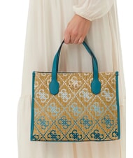 GUESS SILVANA Borsa con tracolla teal logo - Borse Donna - 4