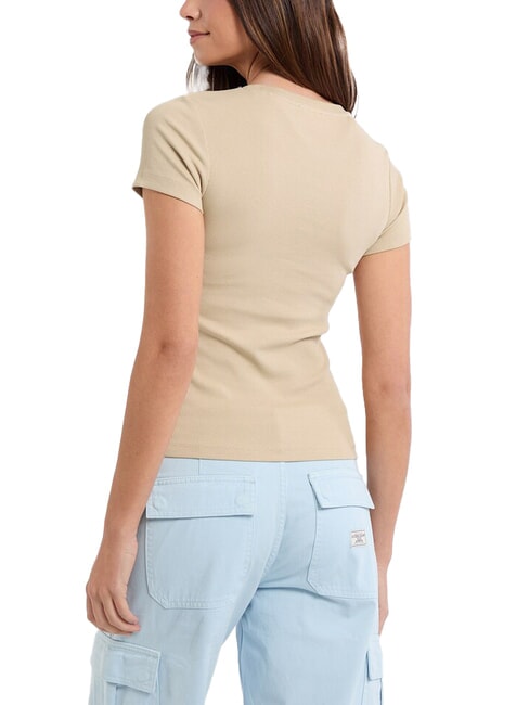 EMBRO SLIM T-shirt maniche corte a costine safari tan - T-shirt e Top Donna