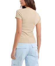 GUESS JEANS EMBRO SLIM T-shirt maniche corte a costine safari tan - T-shirt e Top Donna - 2