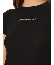 GUESS JEANS EMBRO SLIM T-shirt maniche corte a costine jetbla - T-shirt e Top Donna - 3