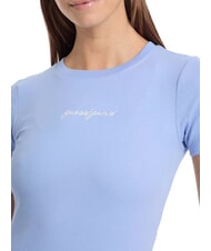 GUESS JEANS EMBRO SLIM T-shirt maniche corte a costine fresh zendy blue - T-shirt e Top Donna - 3