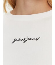 GUESS JEANS EMBRO SLIM T-shirt maniche corte a costine purwhite - T-shirt e Top Donna - 3