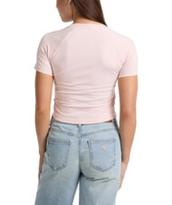 GUESS JEANS LOGO CALIFORNIA T-shirt cropped stretch manica corta blush cotton - T-shirt e Top Donna - 2