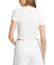 GUESS JEANS LOGO CALIFORNIA T-shirt cropped stretch manica corta purwhite - T-shirt e Top Donna - 2