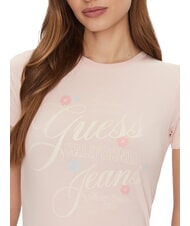 GUESS JEANS FLOWER T-shirt manica corta slim fit blush cotton - T-shirt e Top Donna - 3