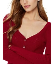 GUESS KATELYN Cardigan a costine bottoni gioiello siren red - Maglie Donna - 3