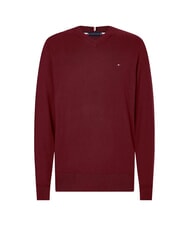 TOMMY HILFIGER PIMA MAglione scollo a V in misto cachemire deep rouge - Maglie Uomo - 3