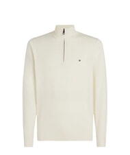 TOMMY HILFIGER TH  Maglione a collo alto con zip ivory - Maglie Uomo - 3