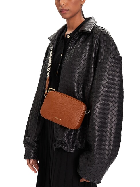 TEBE Borsa a tracolla in pelle martellata cognac - Borse Donna