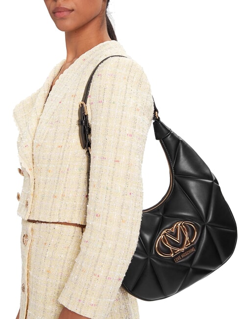 EMBOSSED Borsa Hobo a spalla Nero - Borse Donna