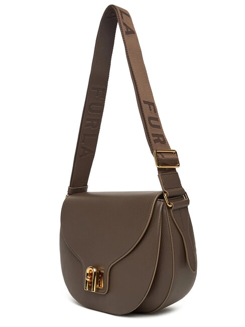 LOTUS Borsa in pelle con tracolla logata mogano/toni mogano - Borse Donna