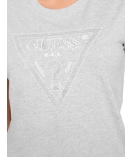 GUESS SS CN KRYSTAL TRIANGLE T-shirt manica corta borchie e strass light melange grey m - T-shirt e Top Donna - 3