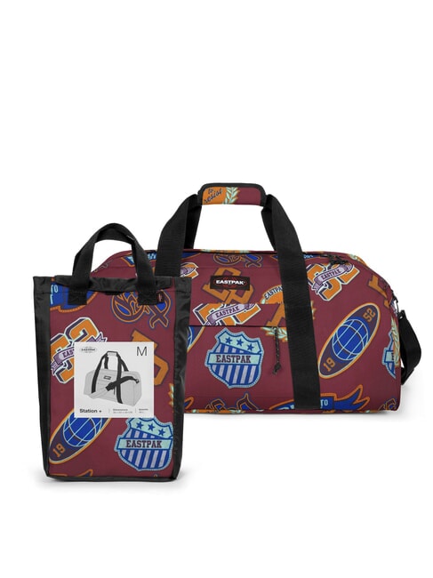 STATION + Borsone con tracolla clash burgundy - Borsoni