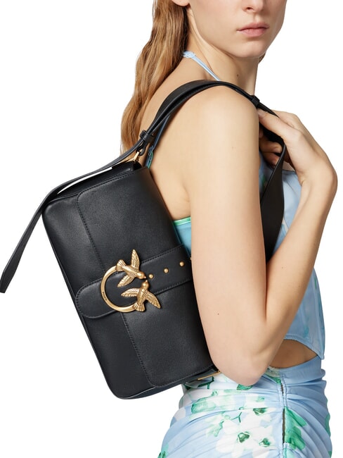 LOVE ONE CLASSIC SLOUCHY Borsa a spalla in pelle nero-antique gold - Borse Donna