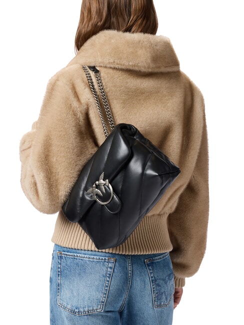 CLASSIC LOVE PUFF Borsa in pelle nappa nero-old silver - Borse Donna