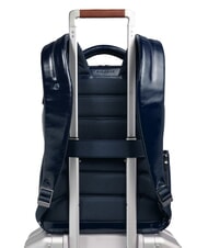 PIQUADRO BLUE SQUARE Zaino fast-check in pelle, porta pc 14" blu - Zaini da lavoro porta PC - 3