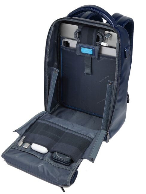 BLUE SQUARE Zaino fast-check in pelle, porta pc 14" blu - Zaini da lavoro porta PC