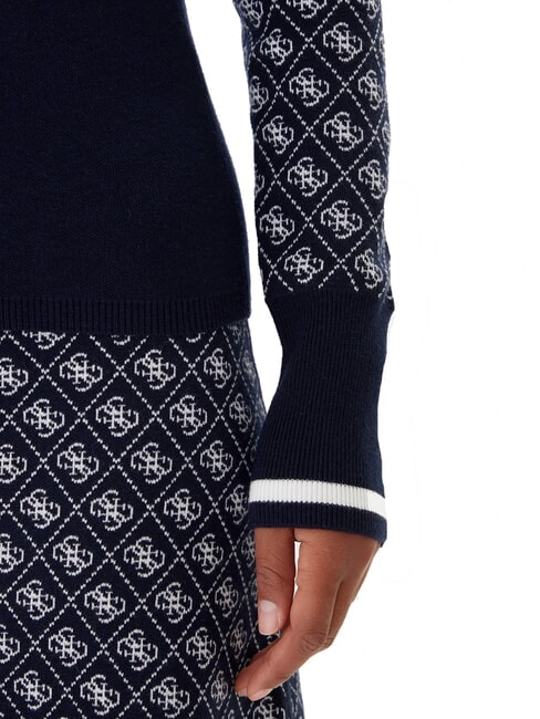 MOCK NECK AUBREY 4G Maglione slim fit 4g blue and cream - Maglie Donna