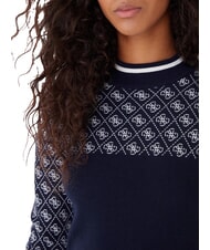 GUESS MOCK NECK AUBREY 4G Maglione slim fit 4g blue and cream - Maglie Donna - 3