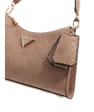 GUESS CRESIDIA II Borsa a spalla con zip dark taupe logo - Borse Donna - 3